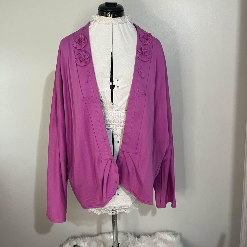 NWT XL Due Per Due Long Sleeve Purple cardigan C3306